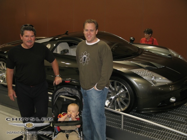 Me, my grandson Thomas, and my son Tom at the Phoenix Car show in 2007